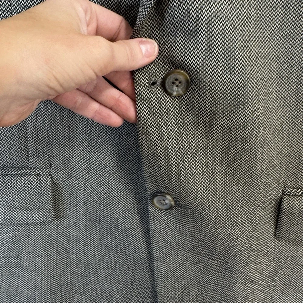 VTG '98 Polo University Ralph Lauren Blazer 42R 100% Wool Tweed Herringbone Gray